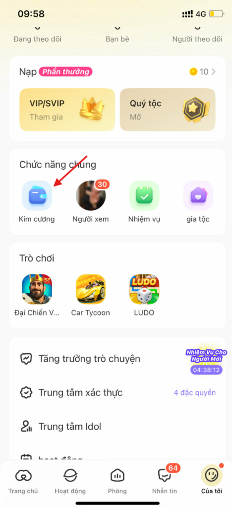 Chọn mục Kim cương